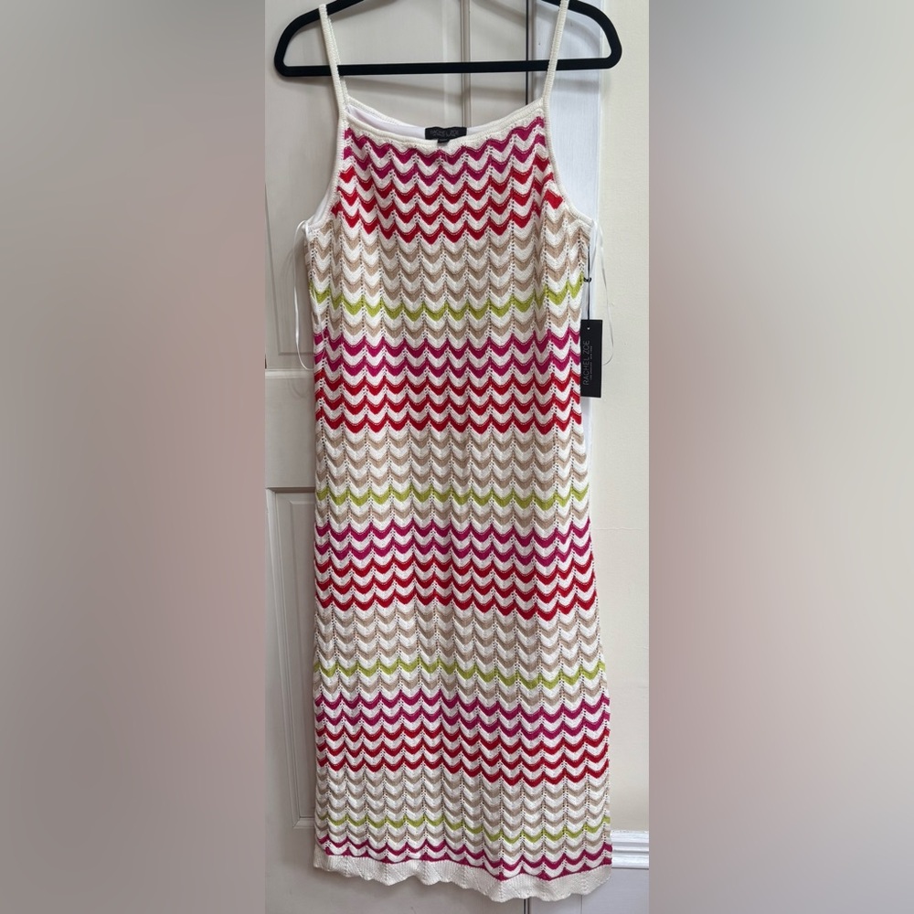 Rachel Zoe Chevron Knit Maxi Dress NWT Colorful Zigzag Strappy Size L
